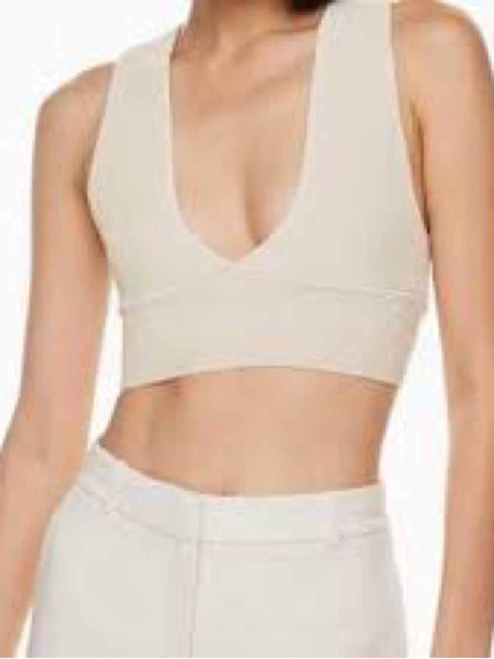 NWT Babaton Aritzia Sculpt Knit Soft V-Neck Crop Bralette Top 2XL